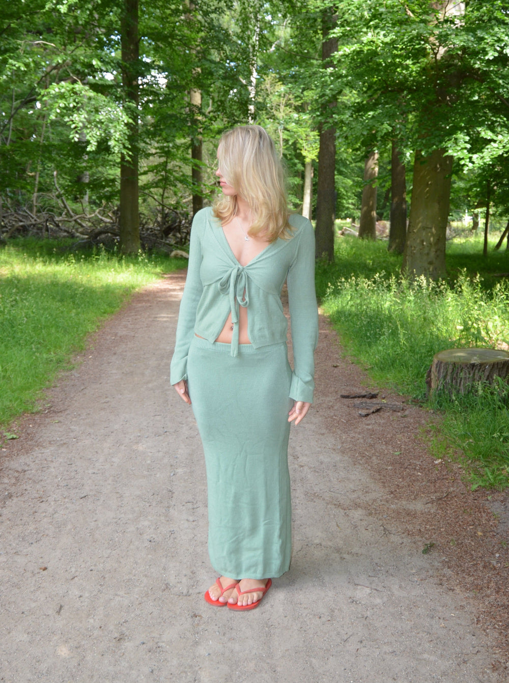 Ines knitted maxi skirt - Dusty green