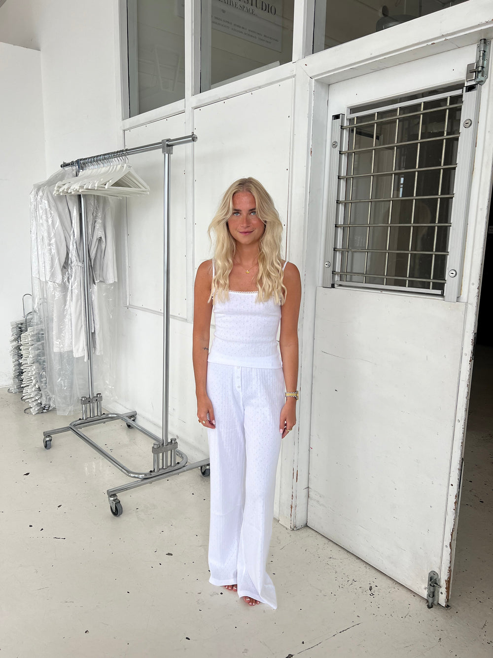 Kaya pointelle pants - White