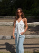 Blair satin tie top - White