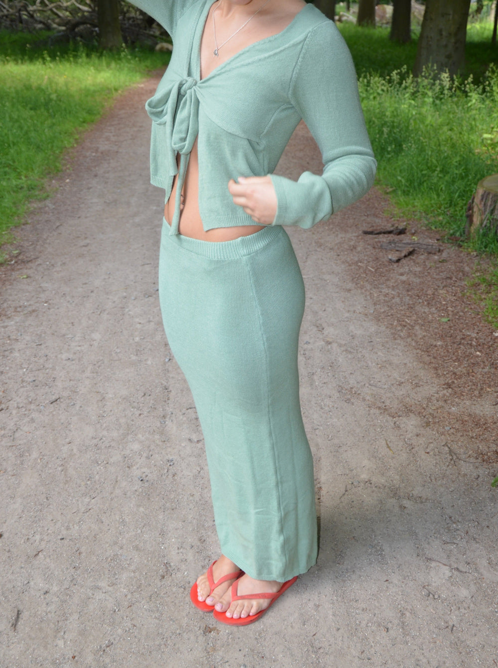 Ines knitted maxi skirt - Dusty green