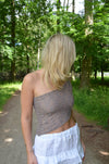 Merle one shoulder with lace - Beige