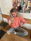 Alia three-quarter sleeve knit – Coral pink