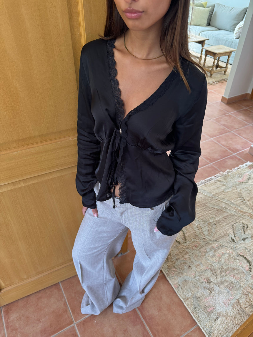 Nanna satin blouse - Black