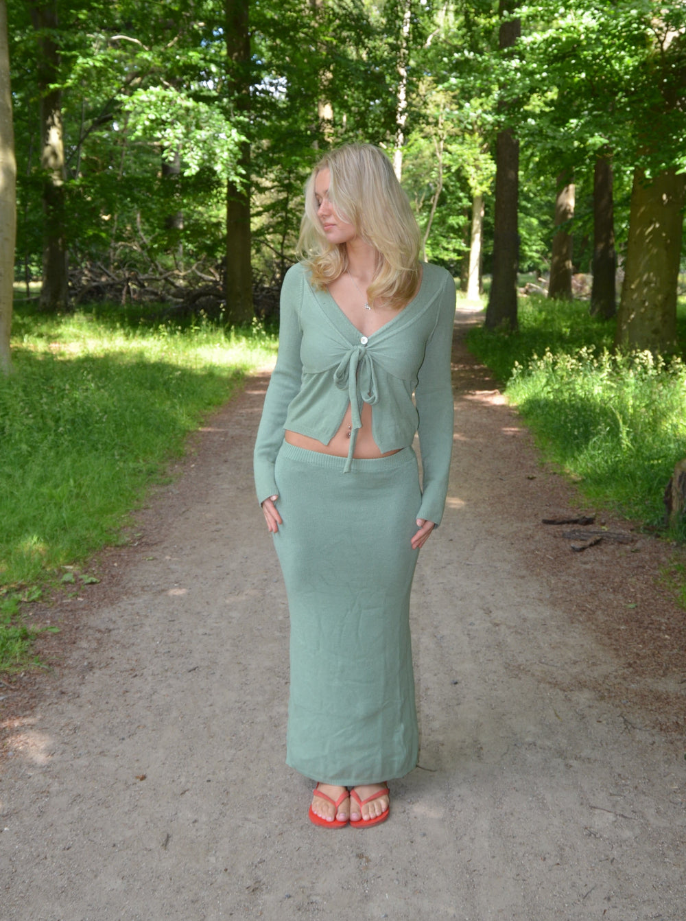 Ines knitted maxi skirt - Dusty green