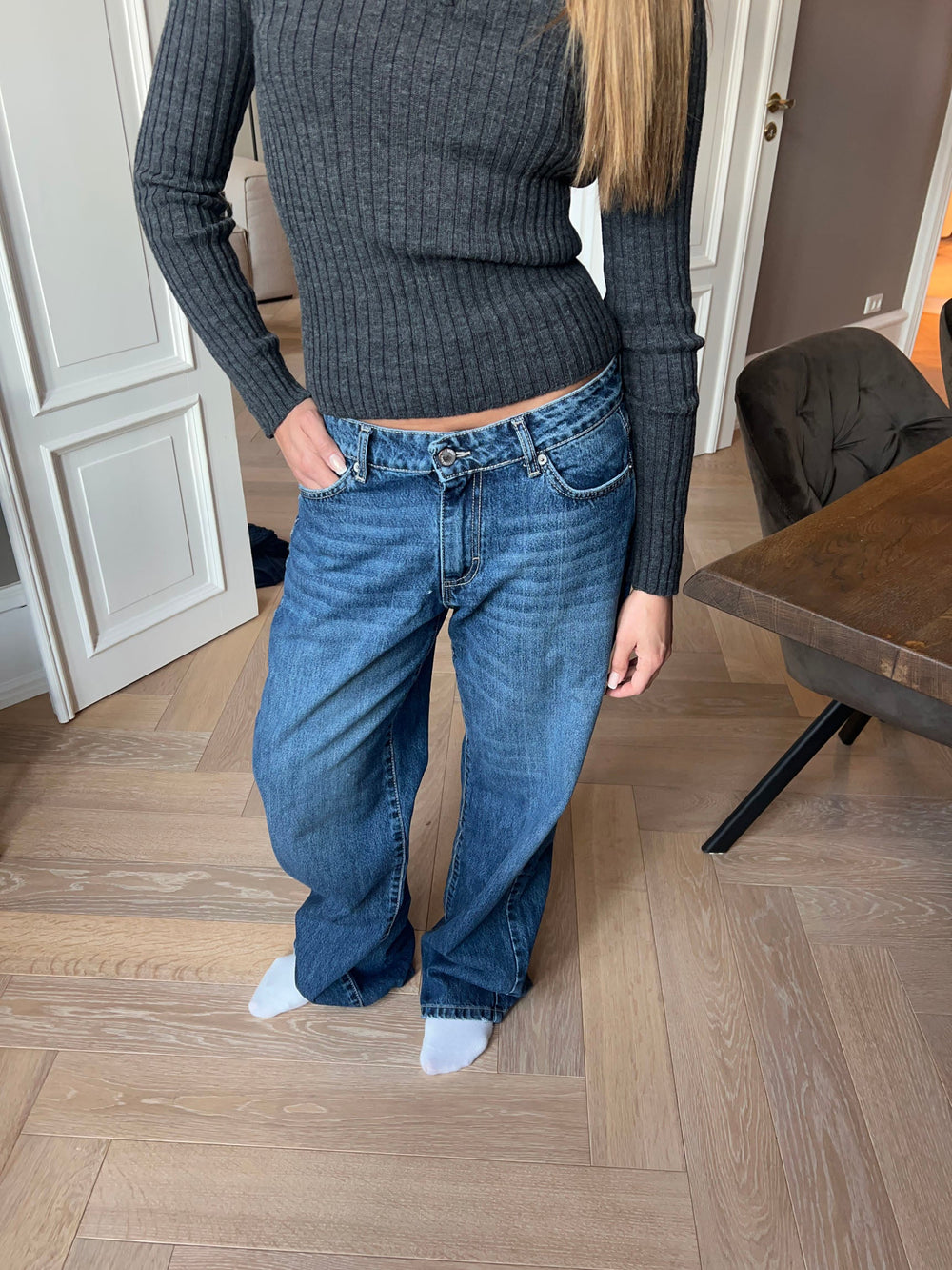 Sessa low-waisted jeans - Blue denim