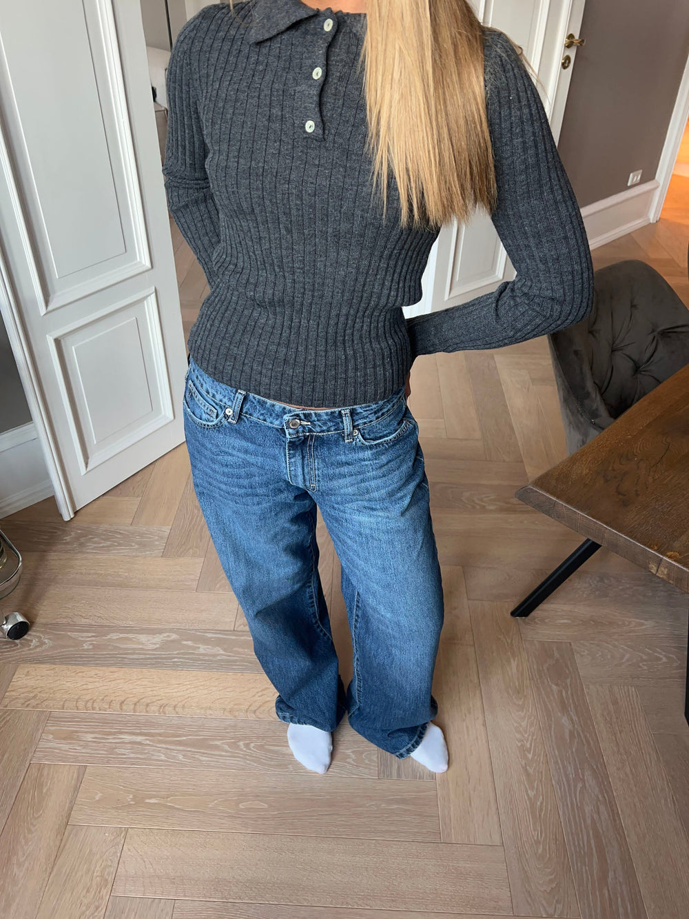 Sessa low-waisted jeans - Blue denim