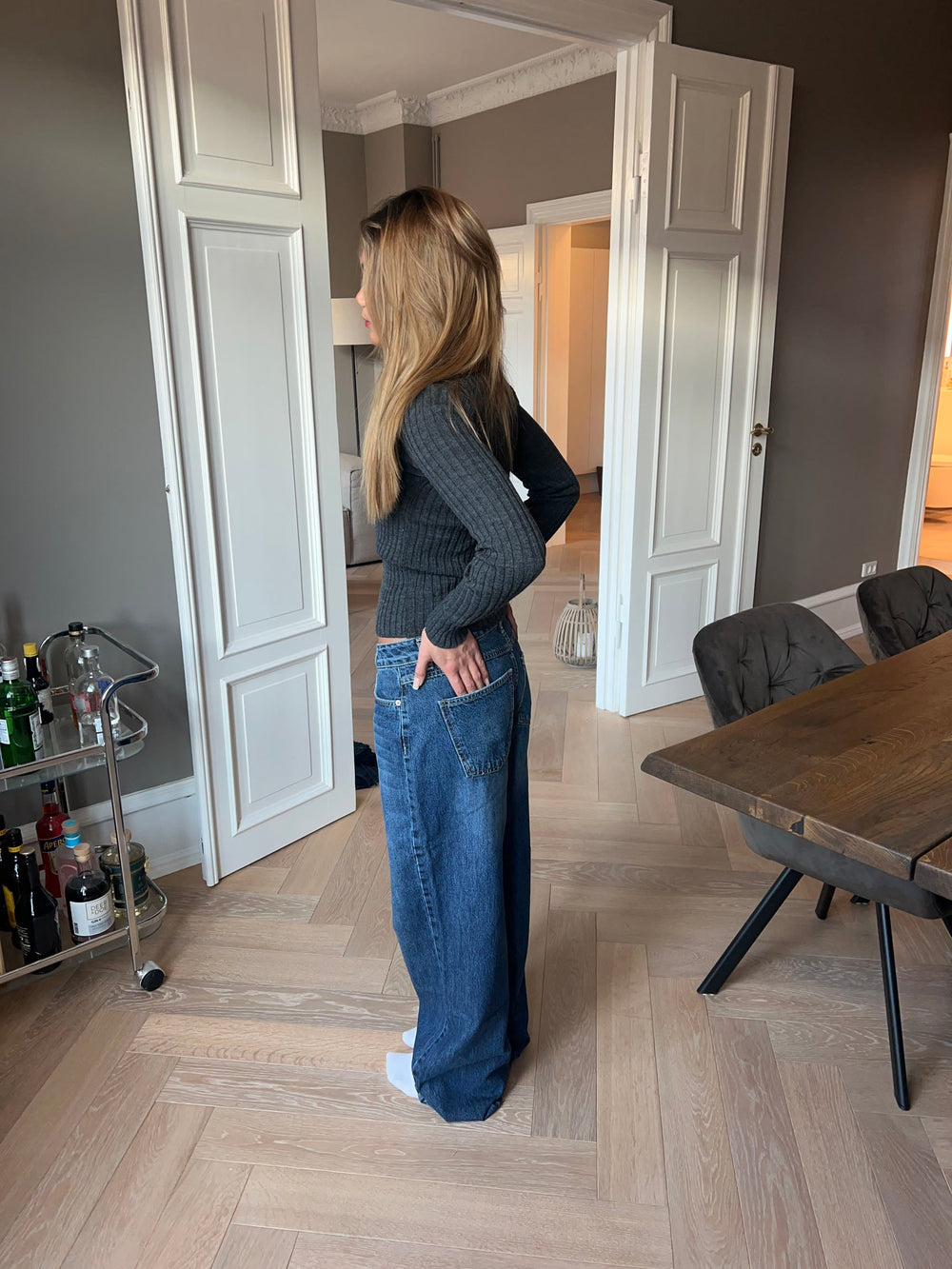 Sessa low-waisted jeans - Blue denim