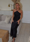Kris maxi satin dress - Black