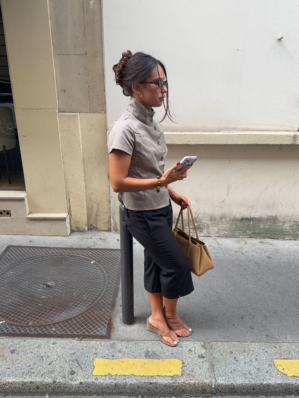Maxima shirt with buttons - Taupe