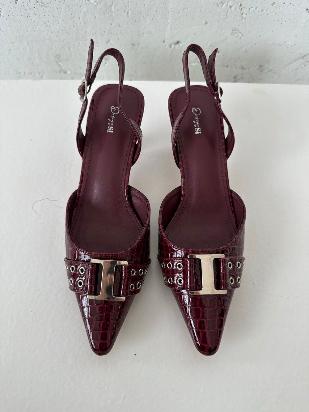 Nida slingback heels with buckle - Burgundy