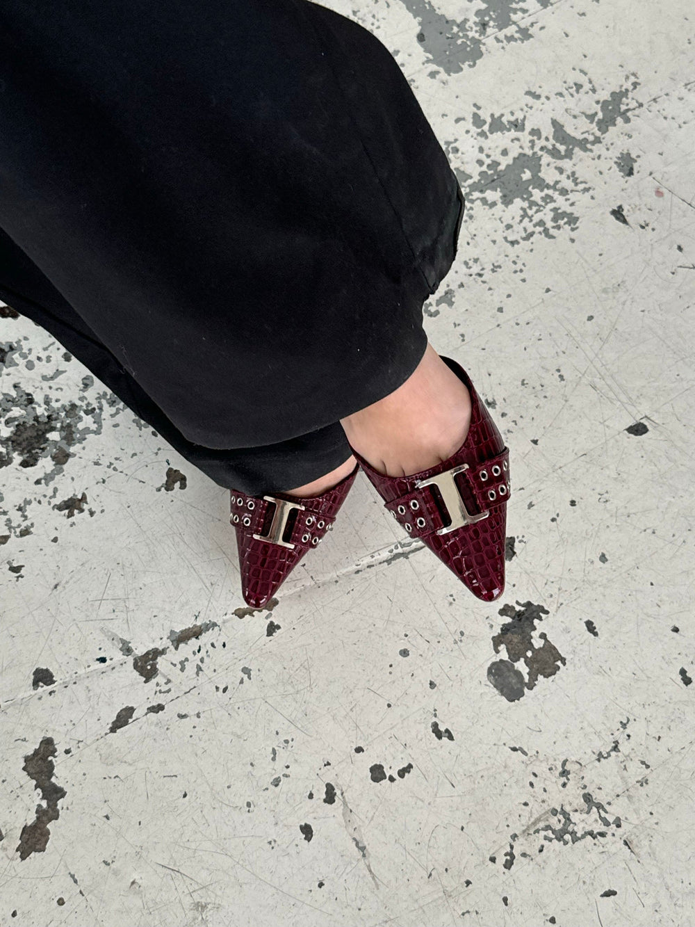 Nida slingback heels with buckle - Burgundy
