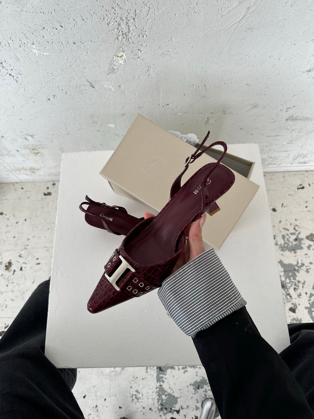 Nida slingback heels with buckle - Burgundy