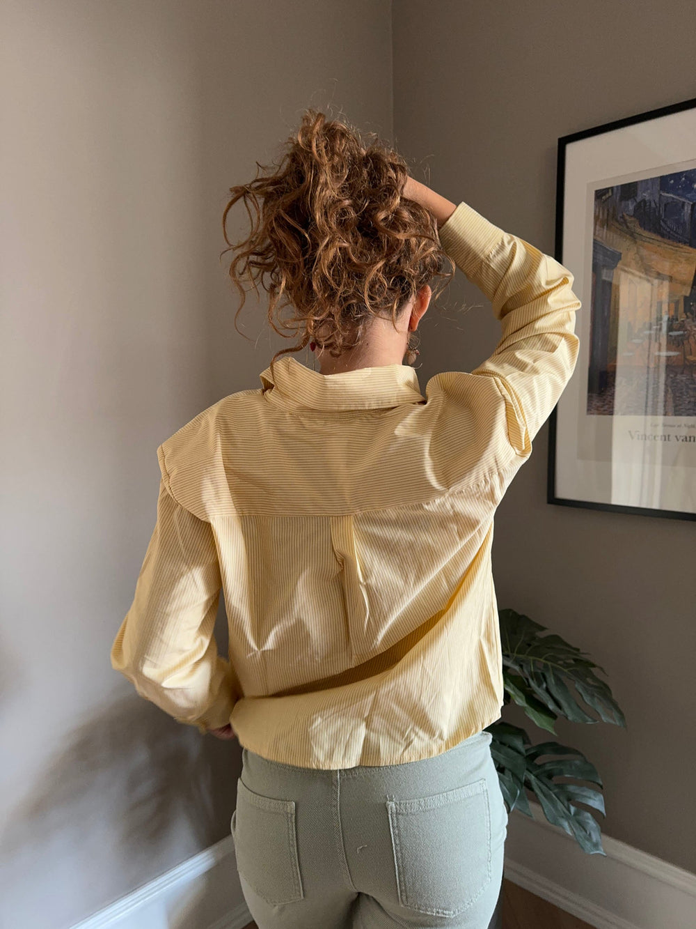 Liva button shirt with stripes - Yellow/white