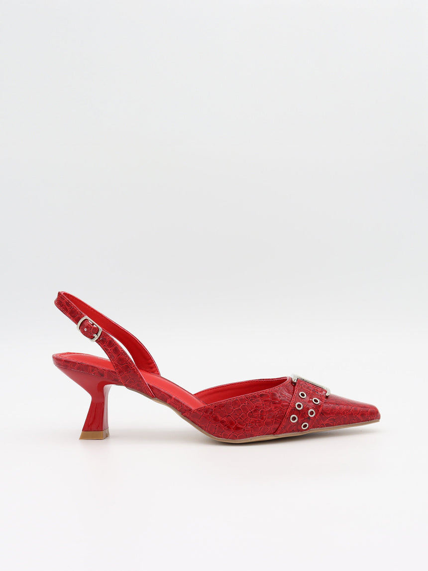 Nida slingback stilettos with buckle – Red