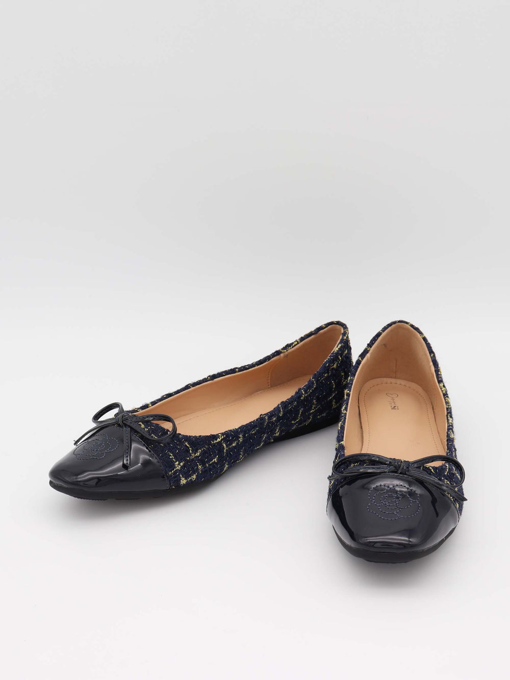 Zamora ballet flats with pattern and bow - Navy