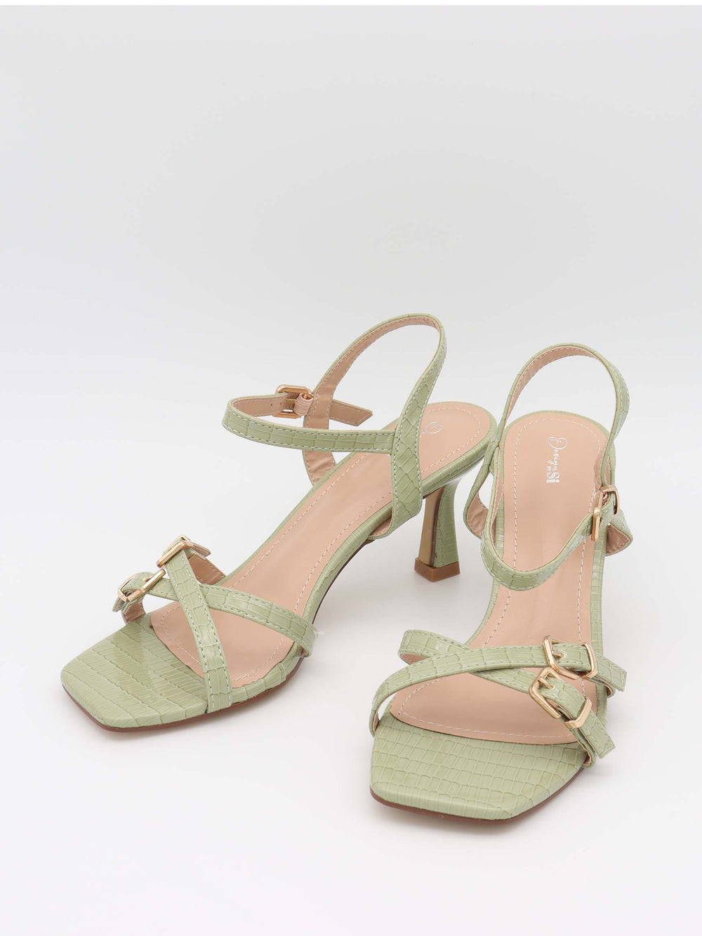 Katianna heels with buckle details – Pastel Green