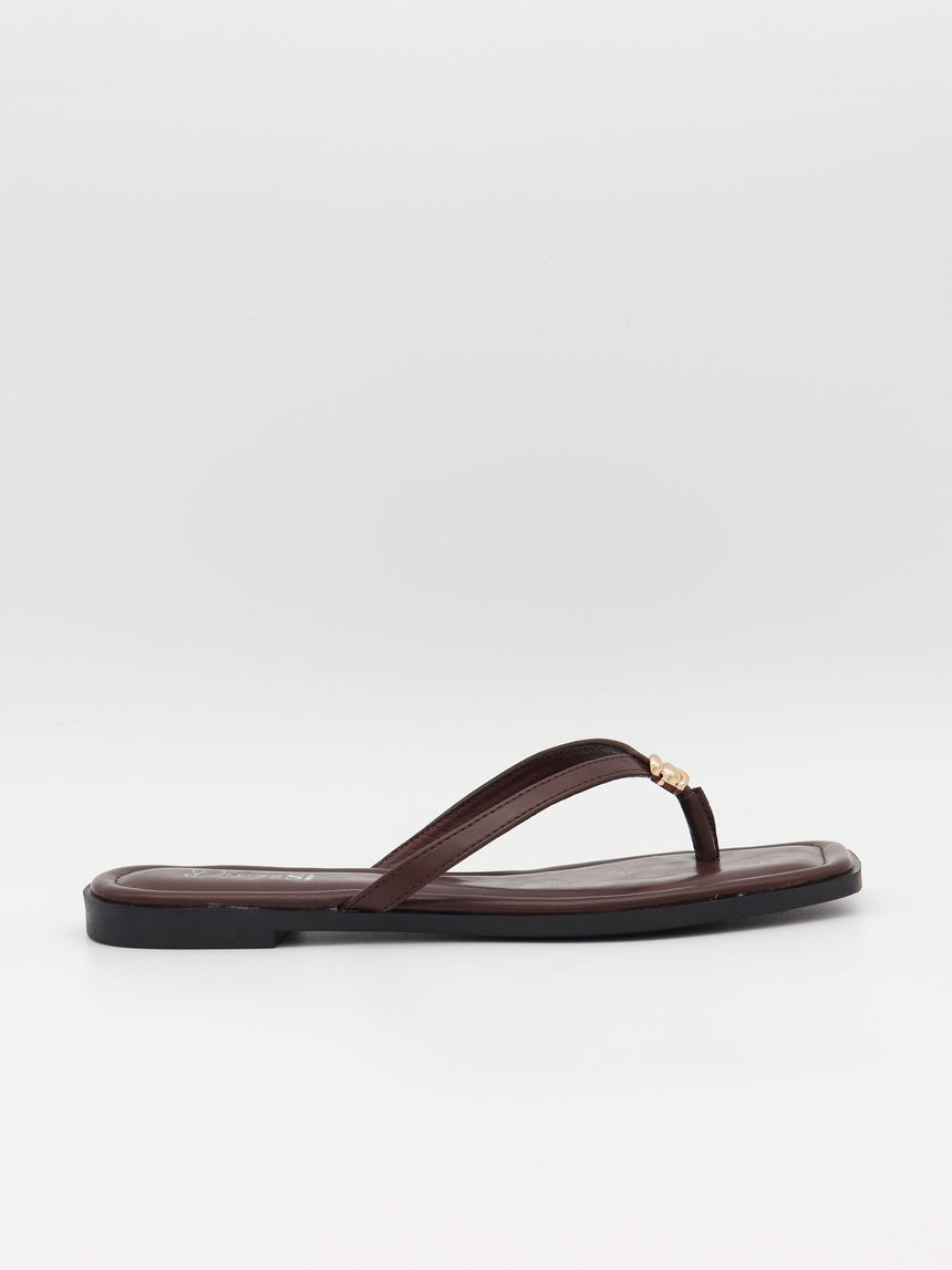 Sofija sandals with gold detail – Brown/gold