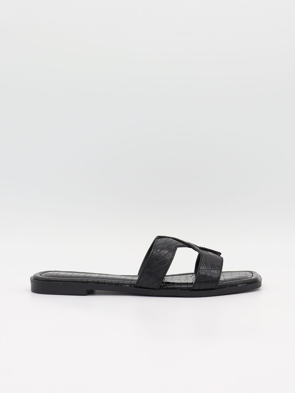 Paula sandals with crocodile print – Black