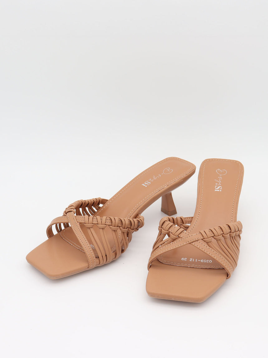 Elba mules with braided details – Beige
