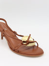 Maja heels with gold and bow detail – Brown/gold
