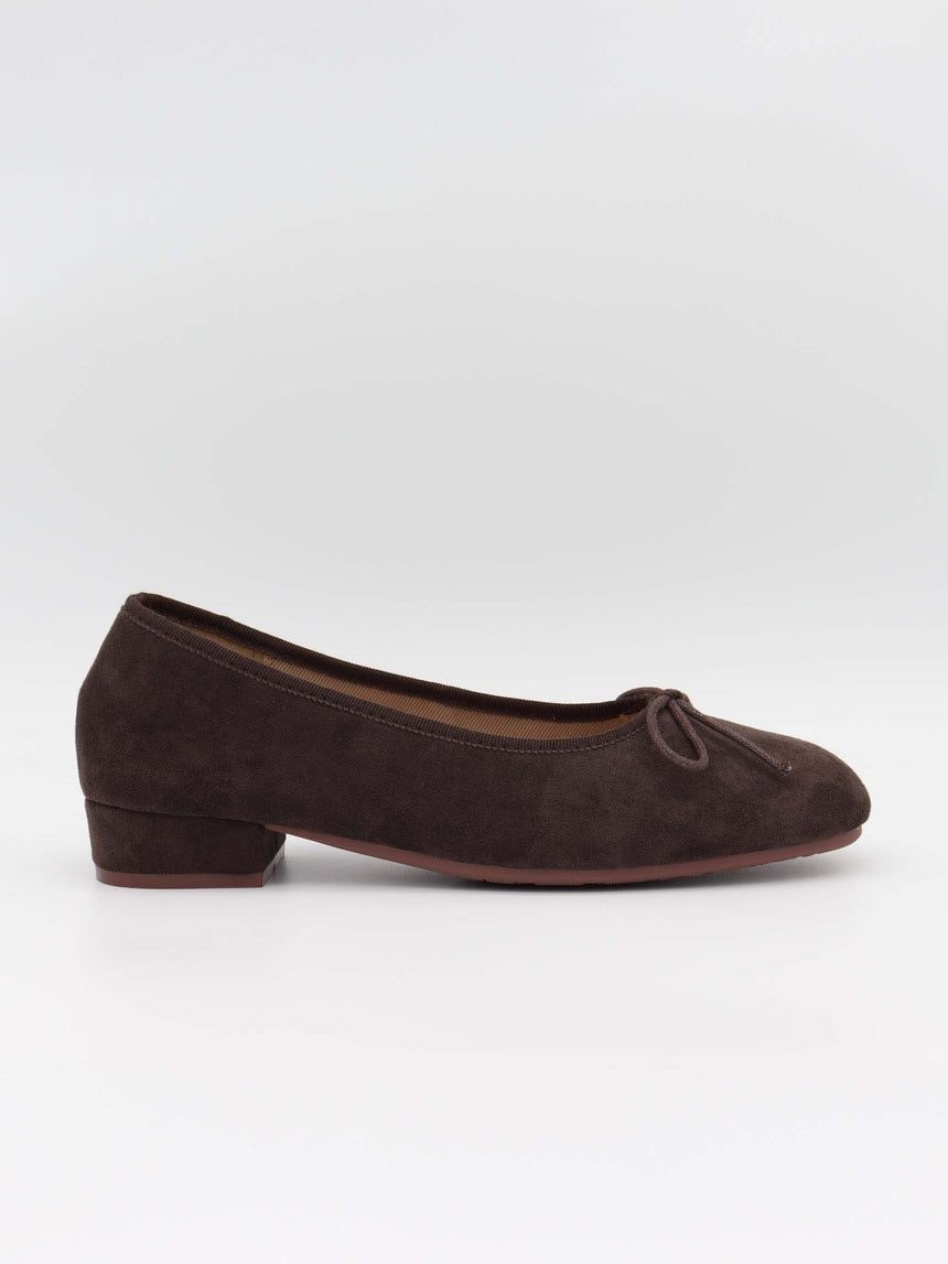 Yuna ballerina with heel - Dark brown
