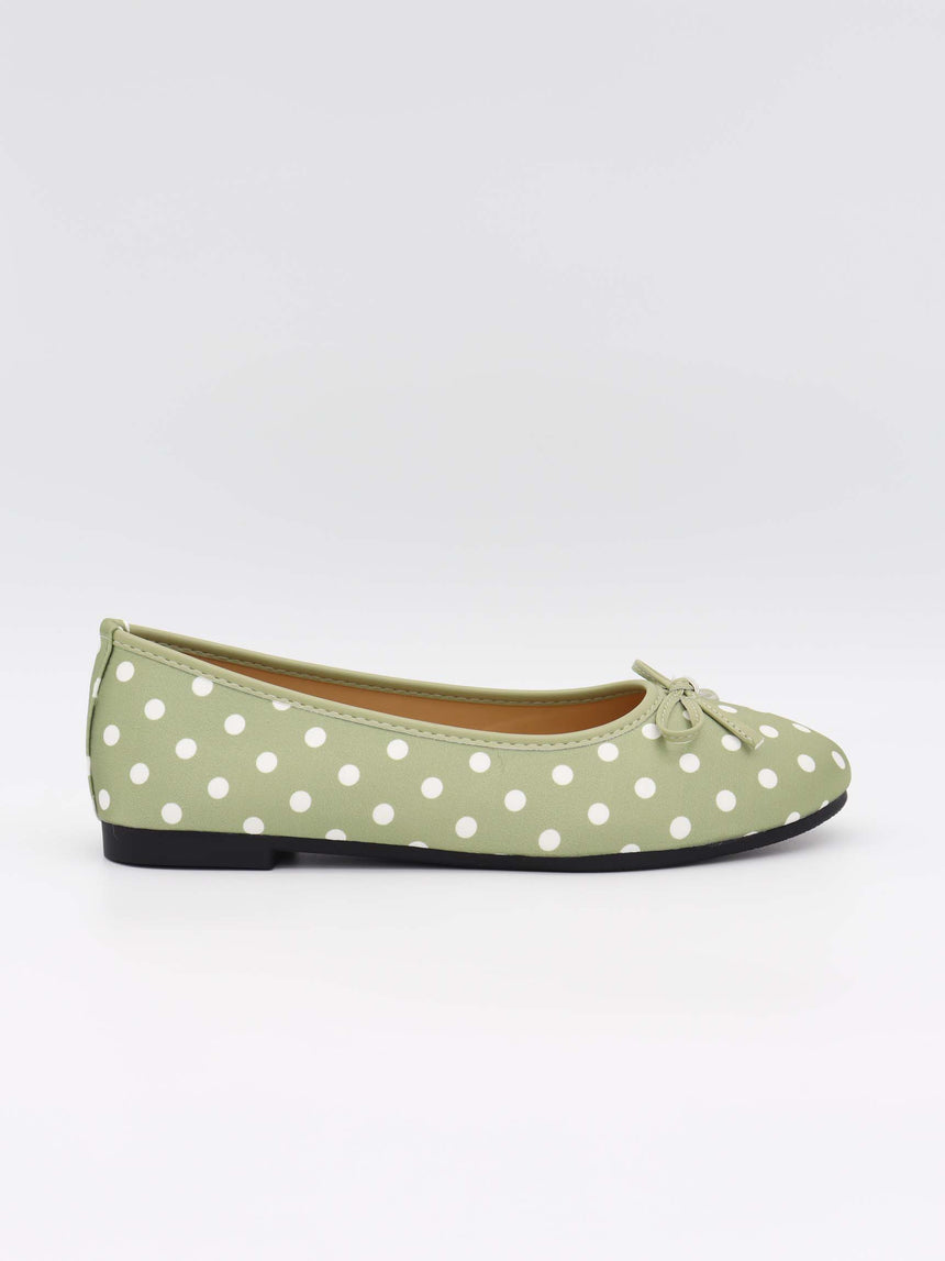 Zelia ballerina with polka dots - Green/white