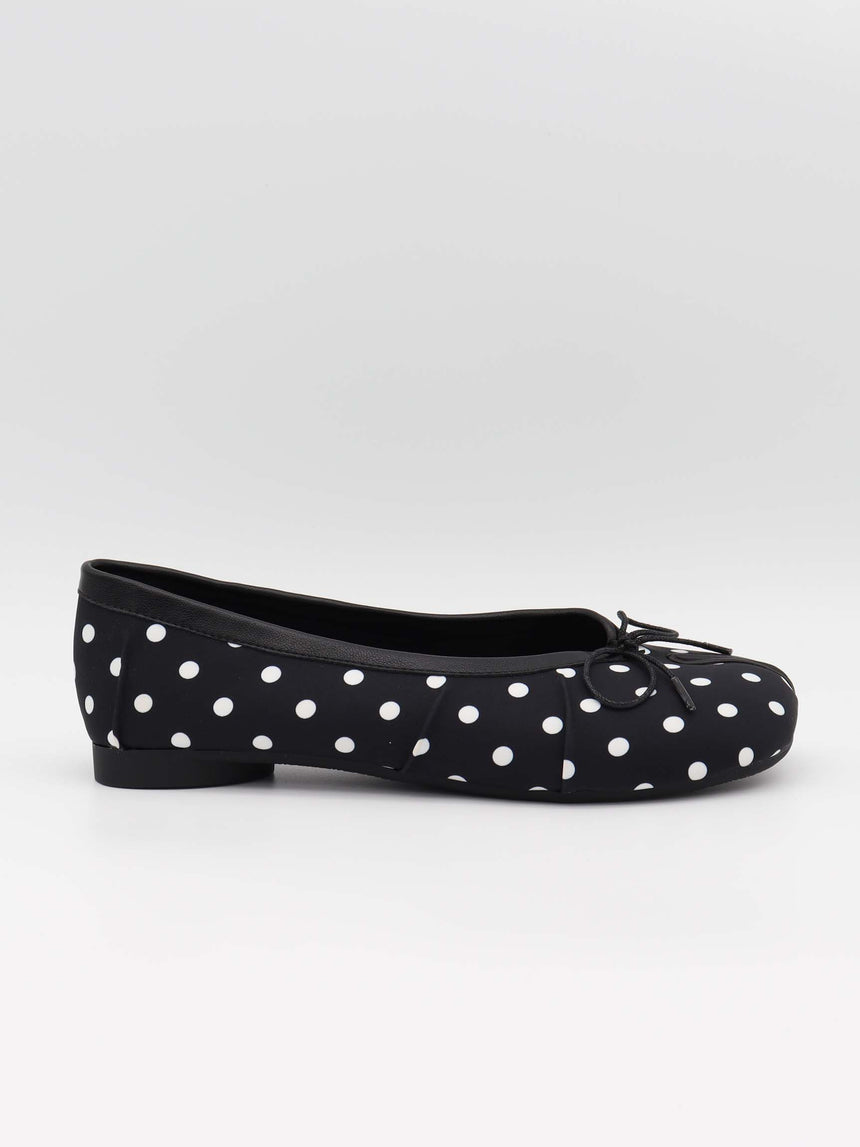 Tovea split toe ballerina with polka dots - Black/White