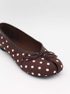 Tovea Split Toe Ballerina with Polka Dots - Brown/White