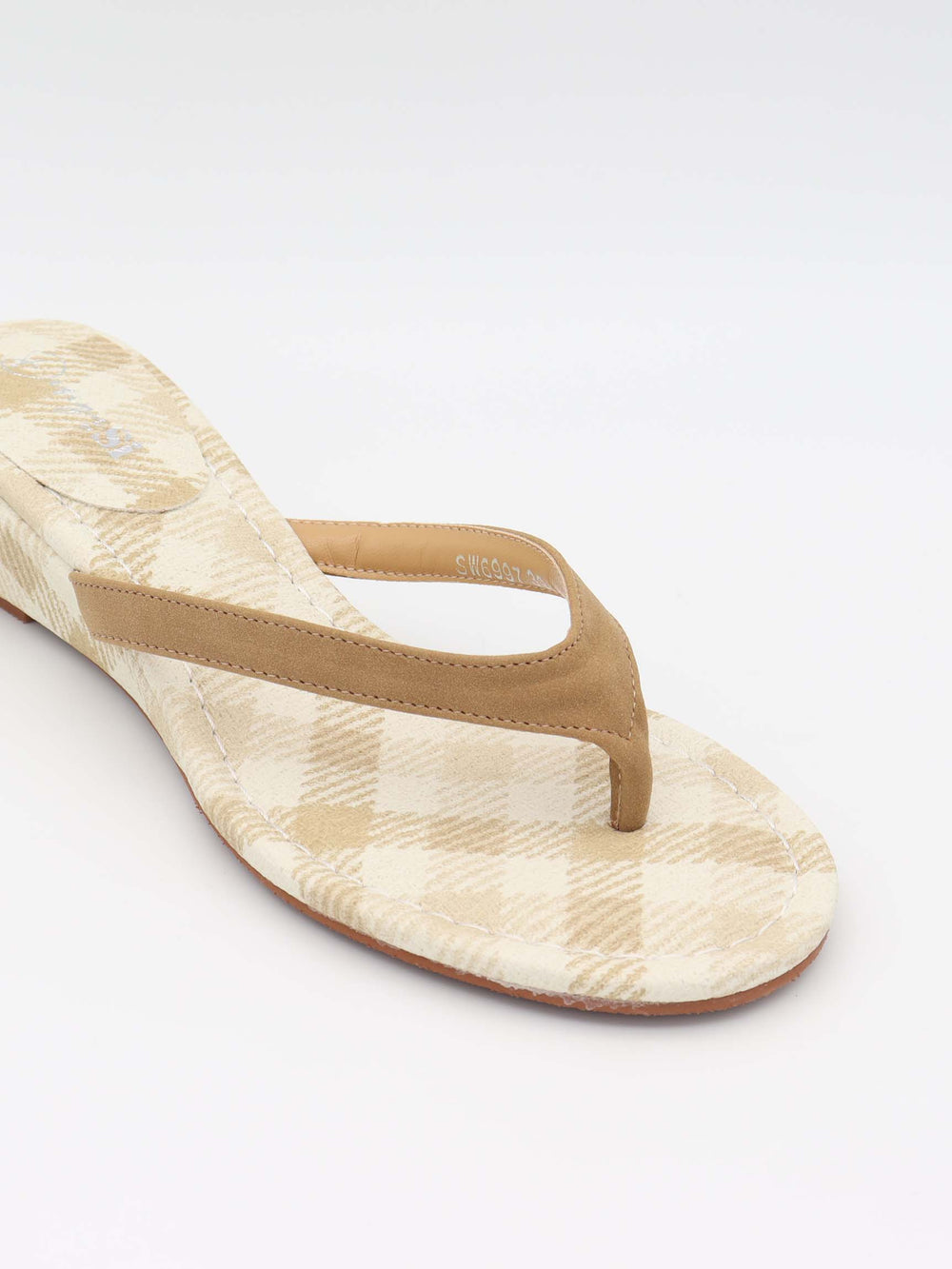 Lavina wedge heel sandal with checkers - Beige