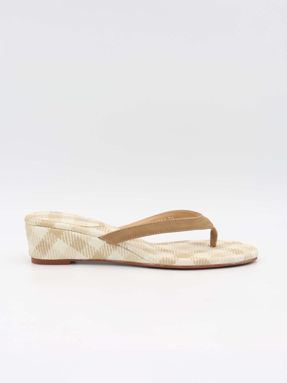 Lavina wedge heel sandal with checkers - Beige