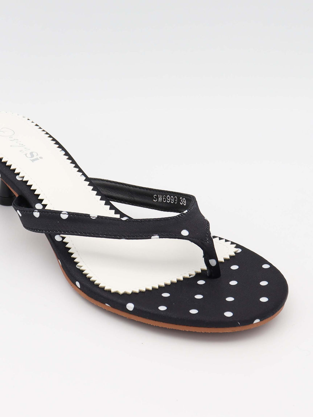 Pepita Heeled Sandal with Polka Dots - Black/White