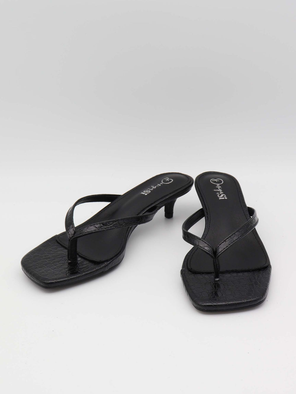 Safine mules with crocodile print - Black