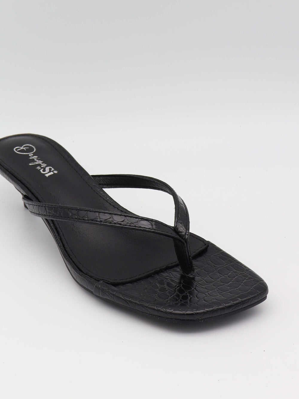 Safine mules with crocodile print - Black