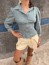 Smilly tailored shirt with embroidery – Khaki