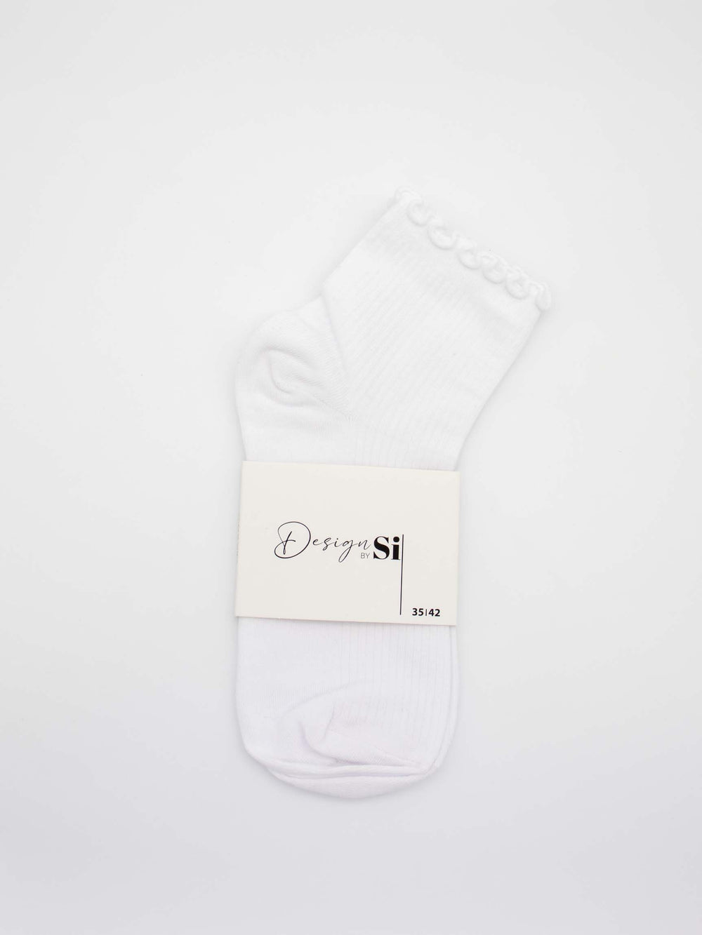 Socks with scalloped edge - White