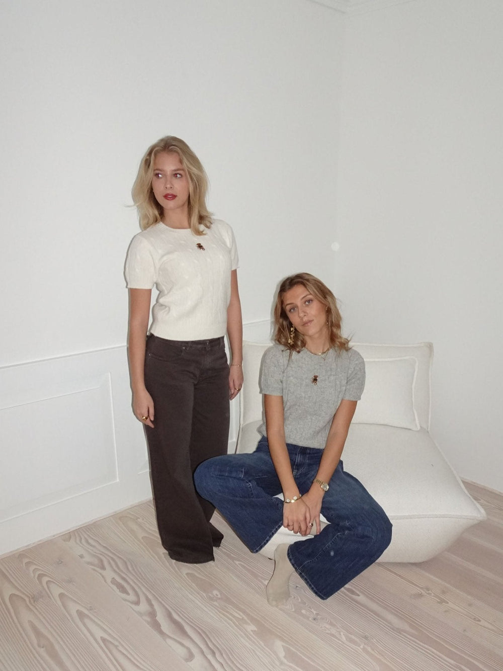 Mirella short-sleeve cable knit - White