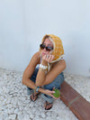 Scarf with polka dots – Yellow/white