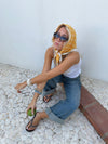 Scarf with polka dots – Yellow/white
