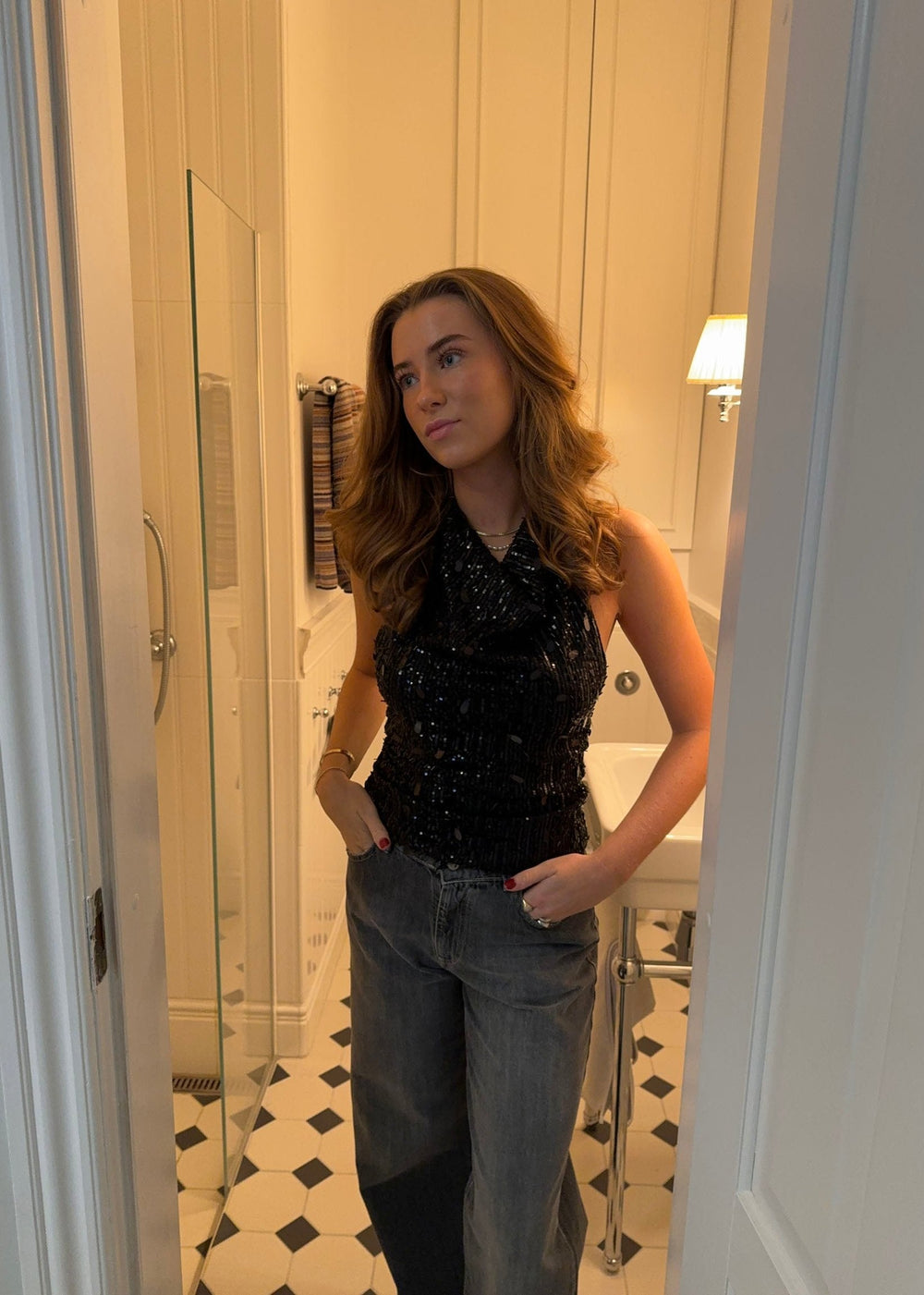 Lovinia sequin top - Black