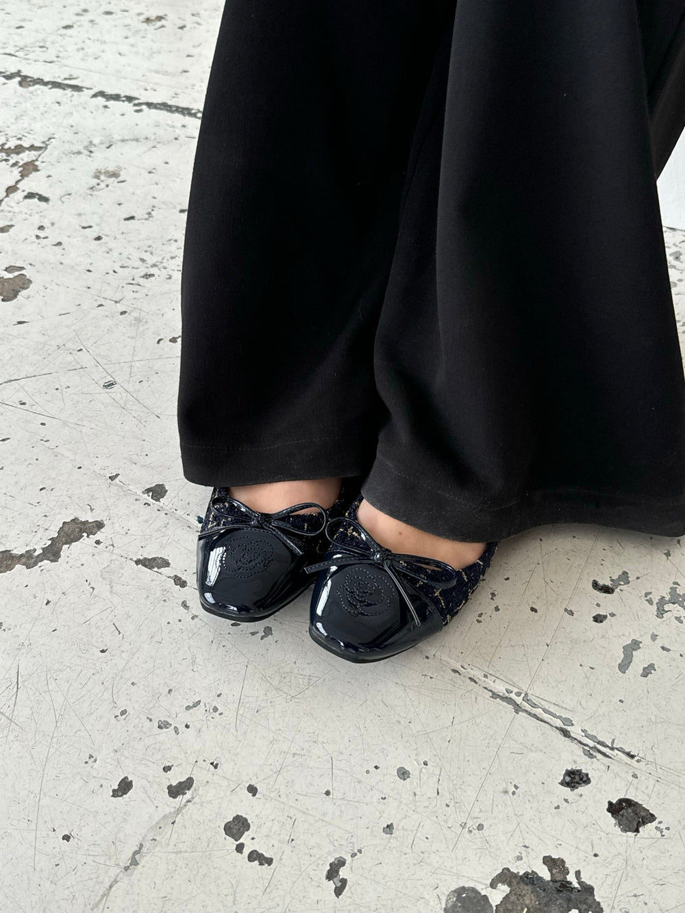 Zamora ballet flats with pattern and bow - Navy