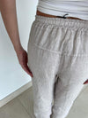 Hilja stribed linen pants - beige