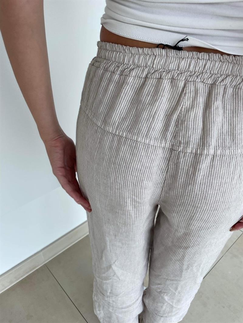 Hilja stribed linen pants - beige