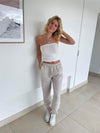 Hilja stribed linen pants - beige