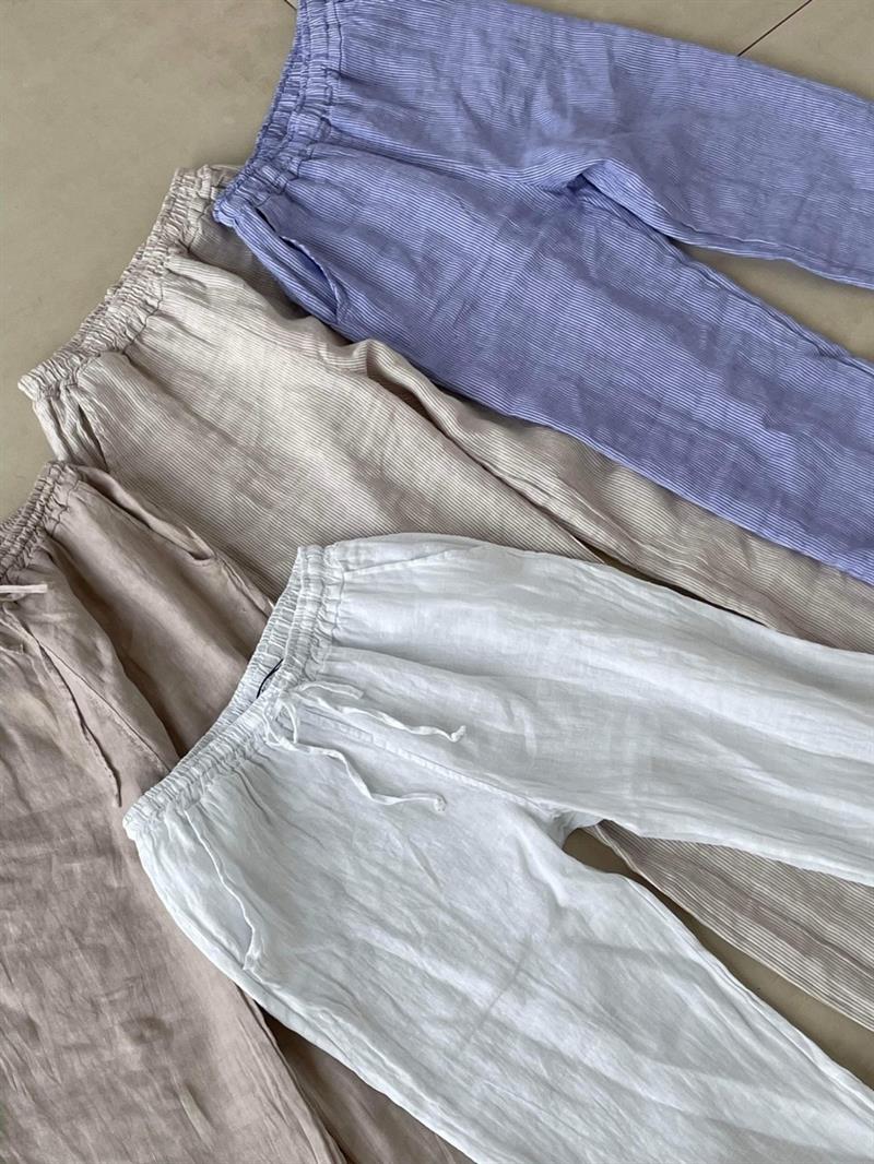 Hilja stribed linen pants - beige