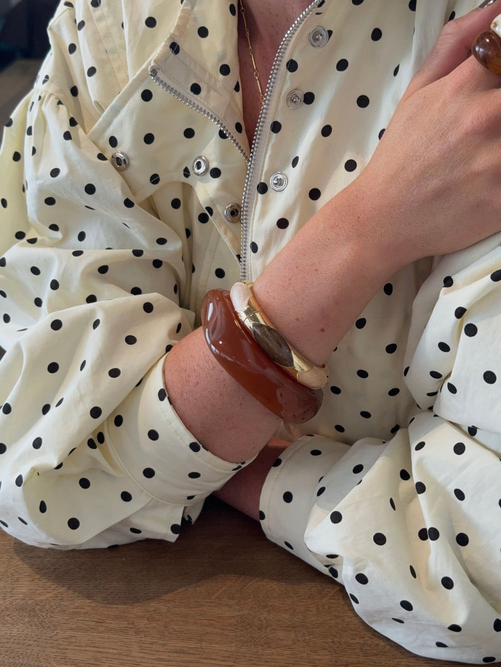 Lykke chunky bracelet – Dark caramel
