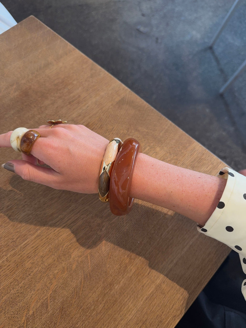 Lykke chunky bracelet – Dark caramel