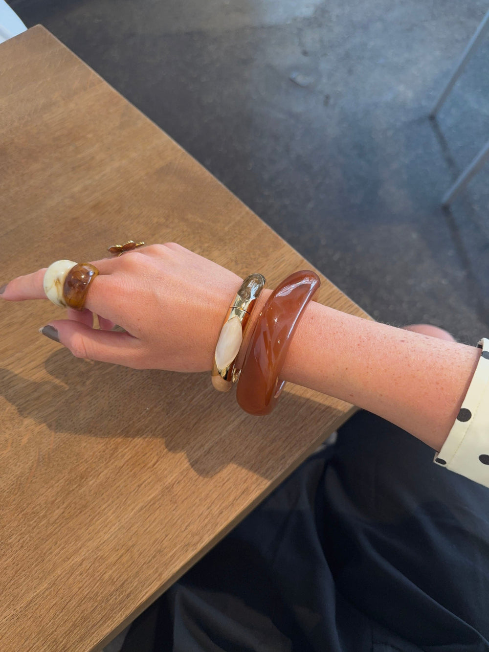 Lykke chunky bracelet – Dark caramel