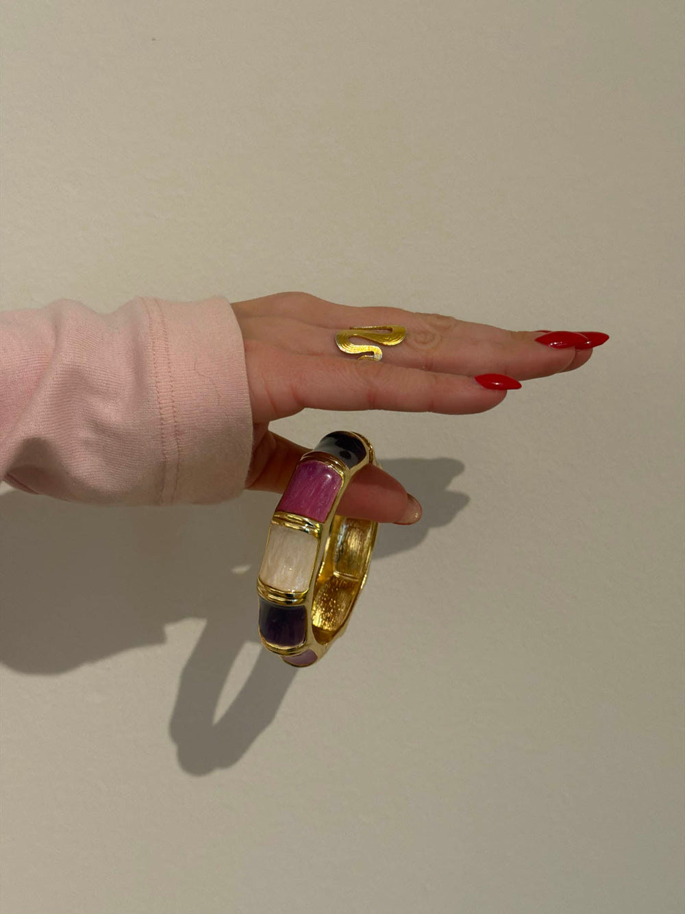 Ebony striped bracelet – Purple/pink/white
