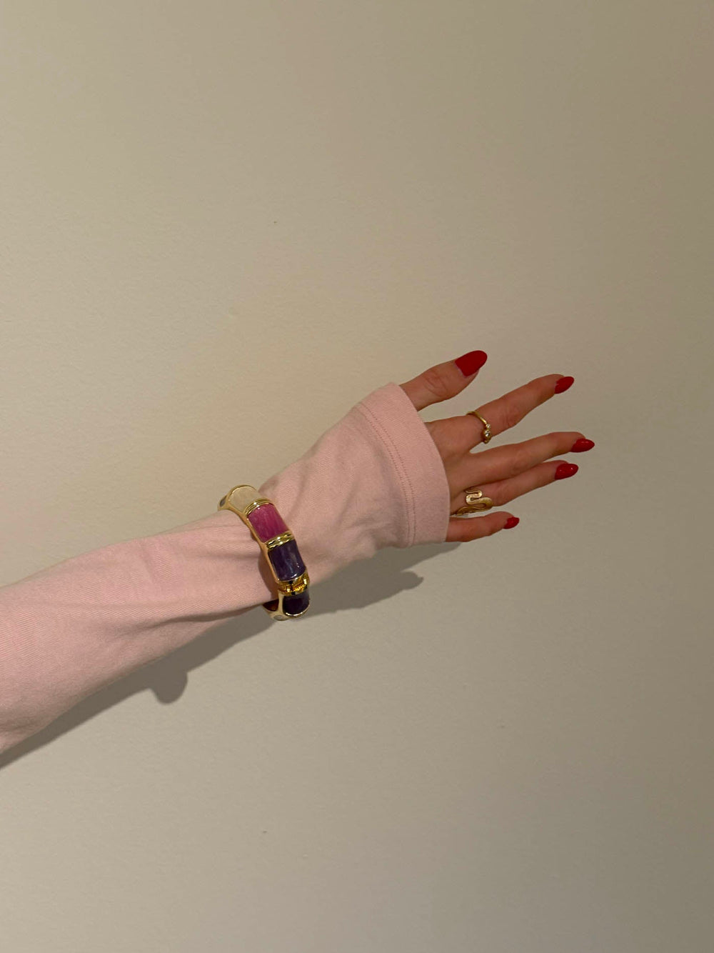 Ebony striped bracelet – Purple/pink/white