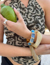 Ebony bracelet with stripes - Light blue/blue/dark blue